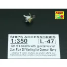 Aber Models 16 pcs 2cm barrels for Flakvierling 38 1:350 (RE-350 L47)