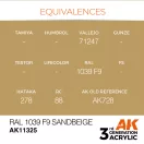 AK Interactive RAL 1039 F9 Sandbeige Acrylic Paint 17 ml (AK11325)