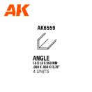AK Interactive Angle 150 x 150 x 350mm - STYRENE STRIP 4 units (AK6559)