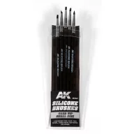   AK Interactive SET 5 PINCELES DE SILICONA DUREZA DURA TAMAÑO PEQUEÑO / SET OF 5 SILICONE BRUSHES HARD TIP SMALL (AK9087)