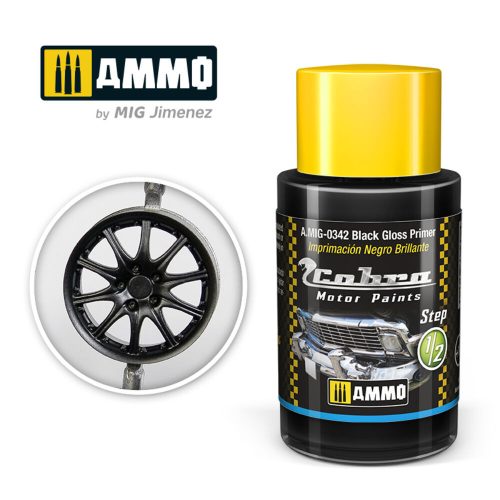 AMMO COBRA MOTOR Black Gloss Primer Acrylic Paint 30 ml (A.MIG-0342)
