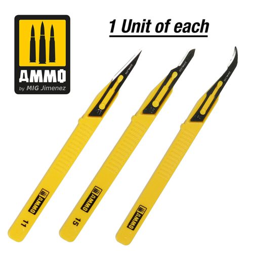 AMMO Mini Blade Set - 3 pcs. (1 Mini Blade Straight + 1 Mini Blade Curved + 1 Mini Blade Ripper) (A.MIG-8691)