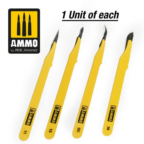 AMMO Standard Blade Set - 4 pcs. (1 Standard Straight + 1 Curved + 1 Ripper + 1 Curved Large) (A.MIG-8696)