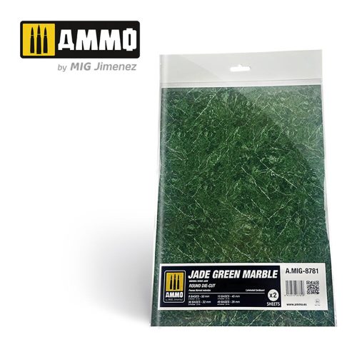 AMMO Jade Green Marble. Round Die-cut for Bases for Wargames - 2 pcs (A.MIG-8781)