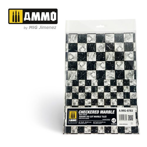AMMO Checkered Marble. Square Die-cut Marble Tiles - 2 pcs (A.MIG-8783)