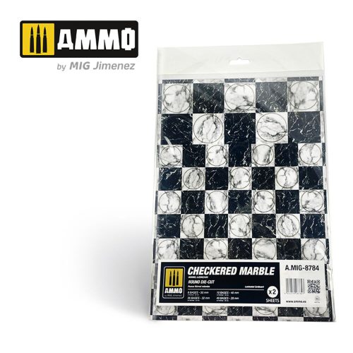 AMMO Checkered Marble. Round Die-cut for Bases for Wargames - 2 pcs. (A.MIG-8784)