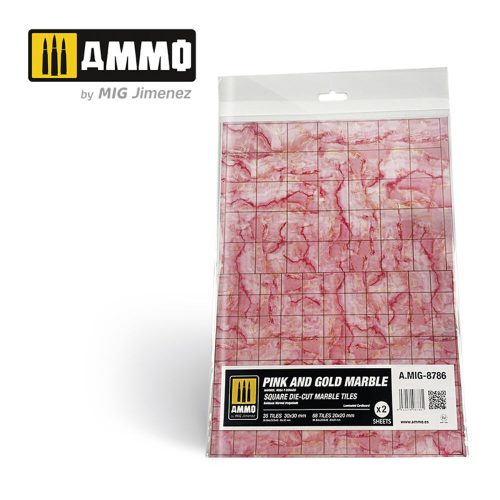 AMMO Pink and Gold Marble. Square Die-cut Marble Tiles - 2 pcs. (A.MIG-8786)
