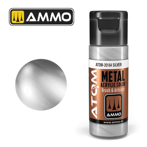 AMMO ATOM METALLIC Silver Acrylic Paint 20 ml (ATOM-20164)
