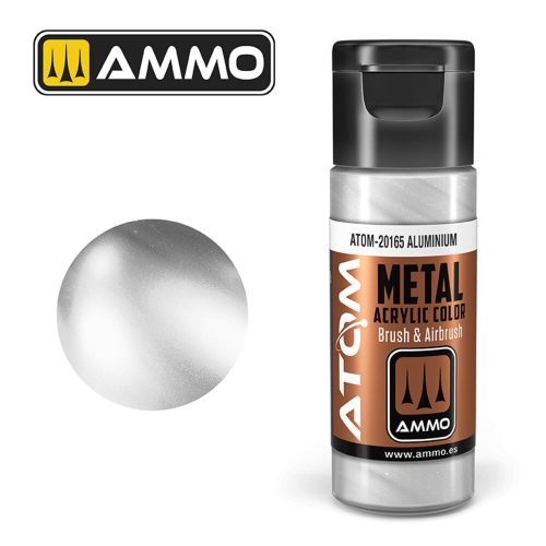 AMMO ATOM METALLIC Aluminium Acrylic Paint 20 ml (ATOM-20165)