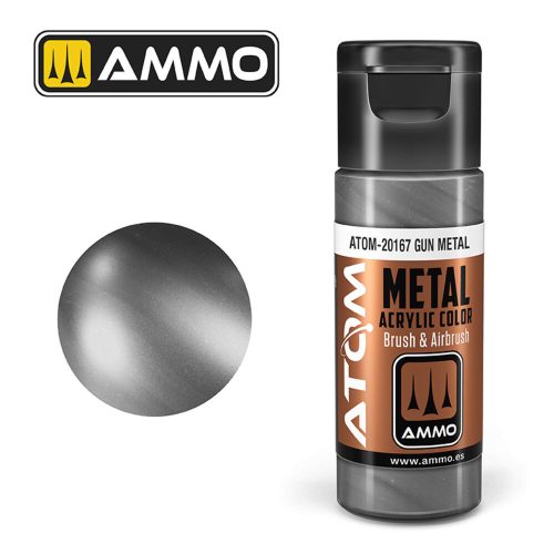 AMMO ATOM METALLIC Gun Metal Acrylic Paint 20 ml (ATOM-20167)