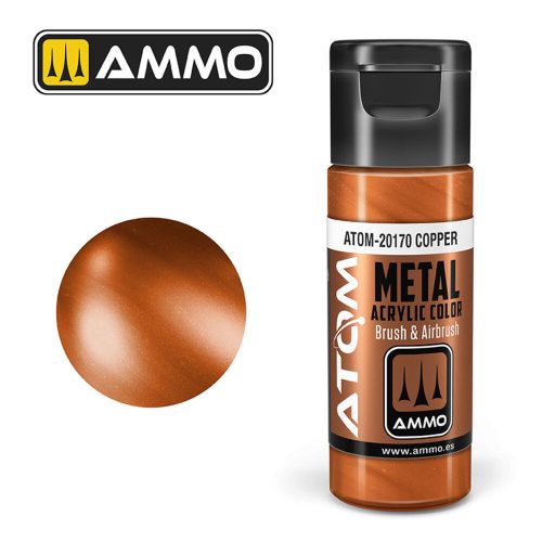 AMMO ATOM METALLIC Copper Acrylic Paint 20 ml (ATOM-20170)