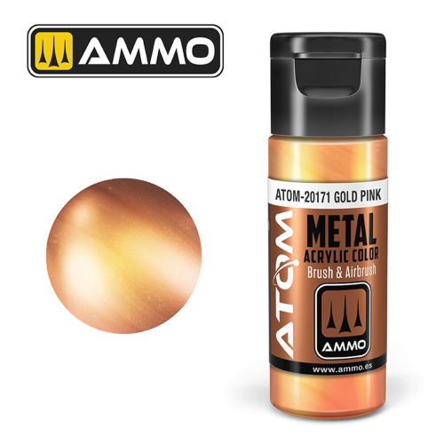 AMMO ATOM METALLIC Gold Pink Acrylic Paint 20 ml (ATOM-20171)