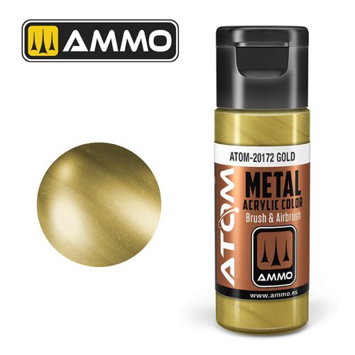 AMMO ATOM METALLIC Gold Acrylic Paint 20 ml (ATOM-20172)