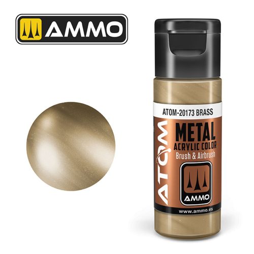 AMMO ATOM METALLIC Brass Acrylic Paint 20 ml (ATOM-20173)