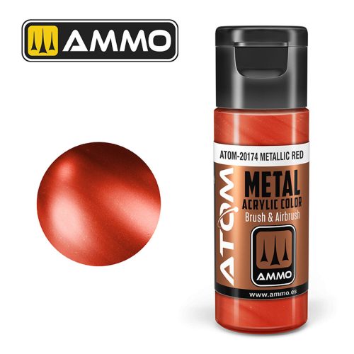 AMMO ATOM METALLIC Red Acrylic Paint 20 ml (ATOM-20174)