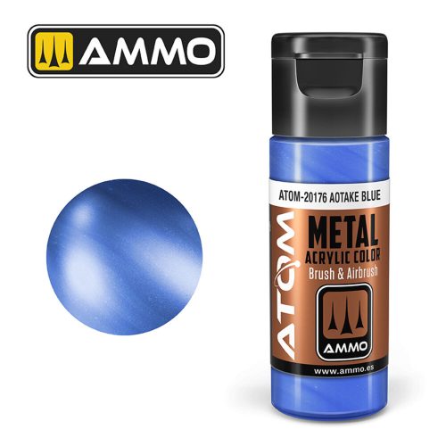 AMMO ATOM METALLIC Aotake Blue Acrylic Paint 20 ml (ATOM-20176)
