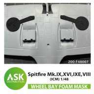   Art Scale Kit Spitfire Mk.IX, XVI, IXE, VIII FOAM flexibel wheel bay mask for ICM 1:48 (200-F48007)