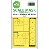   Art Scale Kit Gloster Gladiator Mk.I double-sided painting mask for Revell / ICM 1:32 (200-M32053)