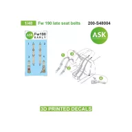  Art Scale Kit Fw 190 late seat belts - 3D printed decals by ASK 1:48 (200-S48004)