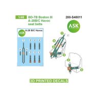   Art Scale Kit BD-7B Boston III / A-20B/C Havoc seat belts - 3D printed decals by ASK 1:48 (200-S48011)