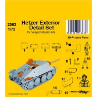   CMK Hetzer Exterior Detail Set for Vespid Model 1:72 (129-2063)