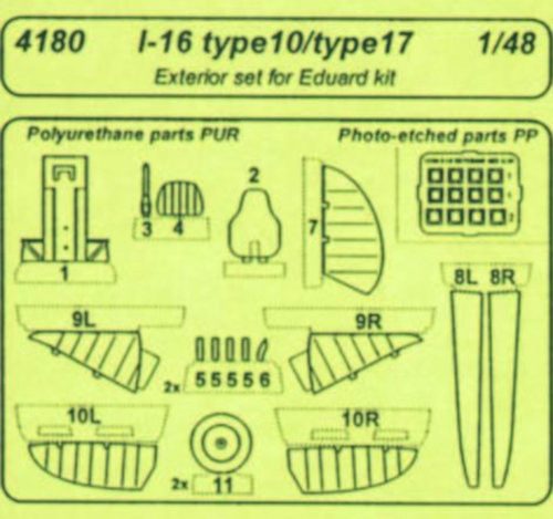 CMK I-16 typ 10 Exterior für Eduard Bausatz.  (129-4180)