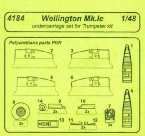 CMK Wellington Mk.Ic Undercarriage Set Resin Detail Set für Trumpeter-Bausatz  (129-4184)