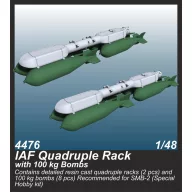   CMK IAF Quadruple Rack with 100 kg Bombs (2 pcs.) / for SMB-2, Sa'ar and Mirage III kits 1:48 (129-4476)