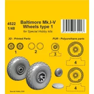   CMK Baltimore Mk.I-V Wheels for Special Hobby 1:48 (129-4522)