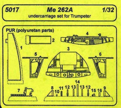 CMK Me 262 A undercarriage set für Trumpeter-Bausatz  (129-5017)