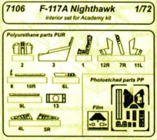 CMK F 117A Nighthawk interior für Academy Bausatz  (129-7106)