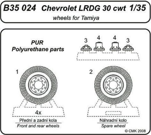 CMK Chevrolet L.R.D.G 3cwt wheels für Tamiya Bausatz  (129-B35024)