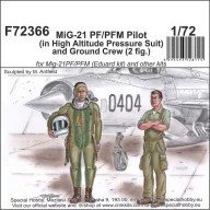  CMK MiG-21 PF/PFM Pilot (in High Altitude Pressure Suit) and Ground Crew (2 fig.) 1:72 (129-F72366)
