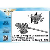   CMK U-Boot IX Weapon Conversion set-new105mm cannon a.Flak Vierling f.Revell kit 1:72 (129-N72020)