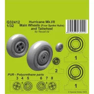   CMK Hurricane Mk.I/II Main Wheels (Four Spoke Hubs) and Tailwheel 1:32 (129-Q32412)