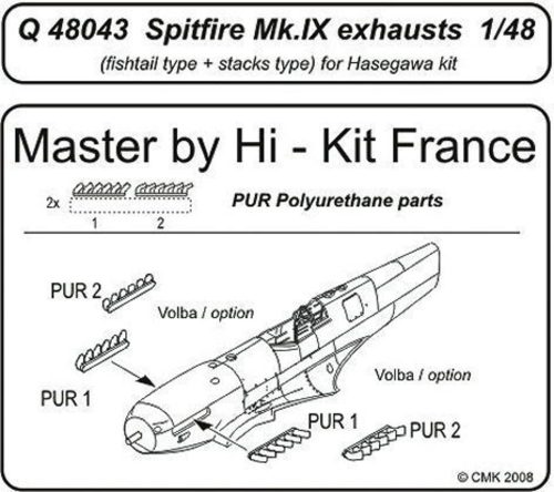 CMK Spitfire Mk. IX exhausts für Hasegawa Bausatz  (129-Q48043)