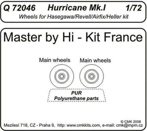 CMK Hurrican Mk. I wheels for Revell / Hasegawa / Airfix / Heller  (129-Q72046)