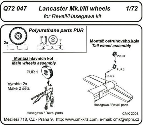 CMK Lancaster Mk. I/III wheels for Hasegawa / Revell  (129-Q72047)