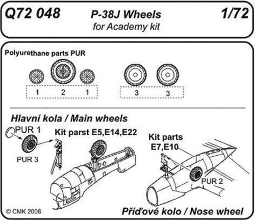 CMK P-38J Lightning wheels für Academy Bausatz  (129-Q72048)