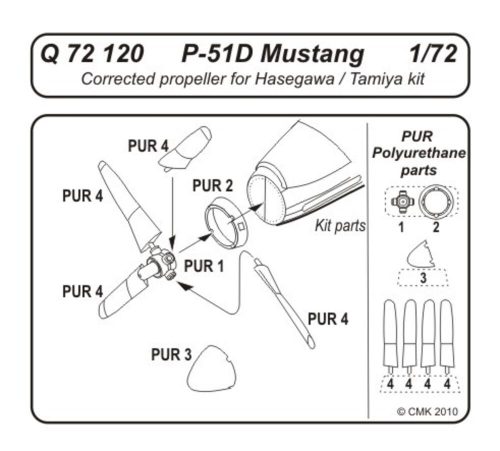 CMK P-51D Mustang Corrected propeller 1:72 (129-Q72120)