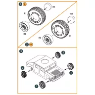   Clear Prop Accessories HMMWV Wheel set 37x12,5 Tires for T-Model kits 1:72 (CPA72092)