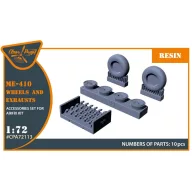   Clear Prop Accessories Me-410 B-1/U2/U4/R4 wheel set and exhausts for Airfix kit 1:72 (CPA72113)