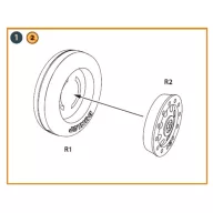   Clear Prop Accessories Fairey Delta 2 wheel set for Dora Wings kit 1:72 (CPA72133)