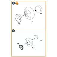   Clear Prop Accessory Vanguard P-66/Mk.1/J10 Wheels set for Dora Wings 1:72 (CPA72246)