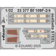   Eduard Accessory Bf 109F-2/4 seatbelts STEEL HOBBY 2000 / HASEGAWA 1:32 (33377)