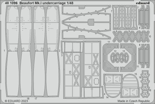 Eduard Beaufort Mk.I undercarriage for ICM 1:48 (481096)