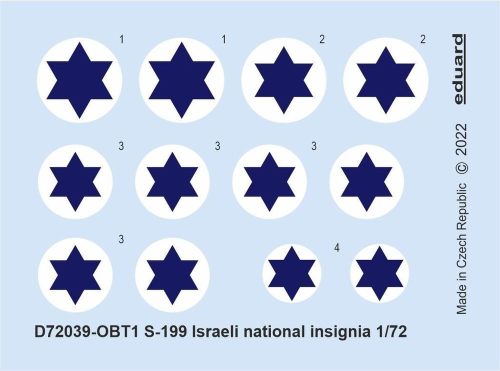 Eduard S-199 Israeli national insignia 1/72 1:72 (D72039)