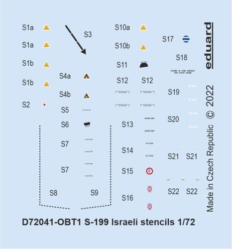 Eduard S-199 Israeli stencils 1/72 1:72 (D72041)