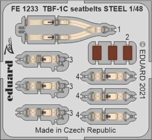 Eduard TBF-1C seatbelts STEEL, for ACADEMY 1:48 (FE1233)