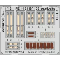 Eduard Accessory Bf 108 seatbelts STEEL EDUARD 1:48 (FE1431)
